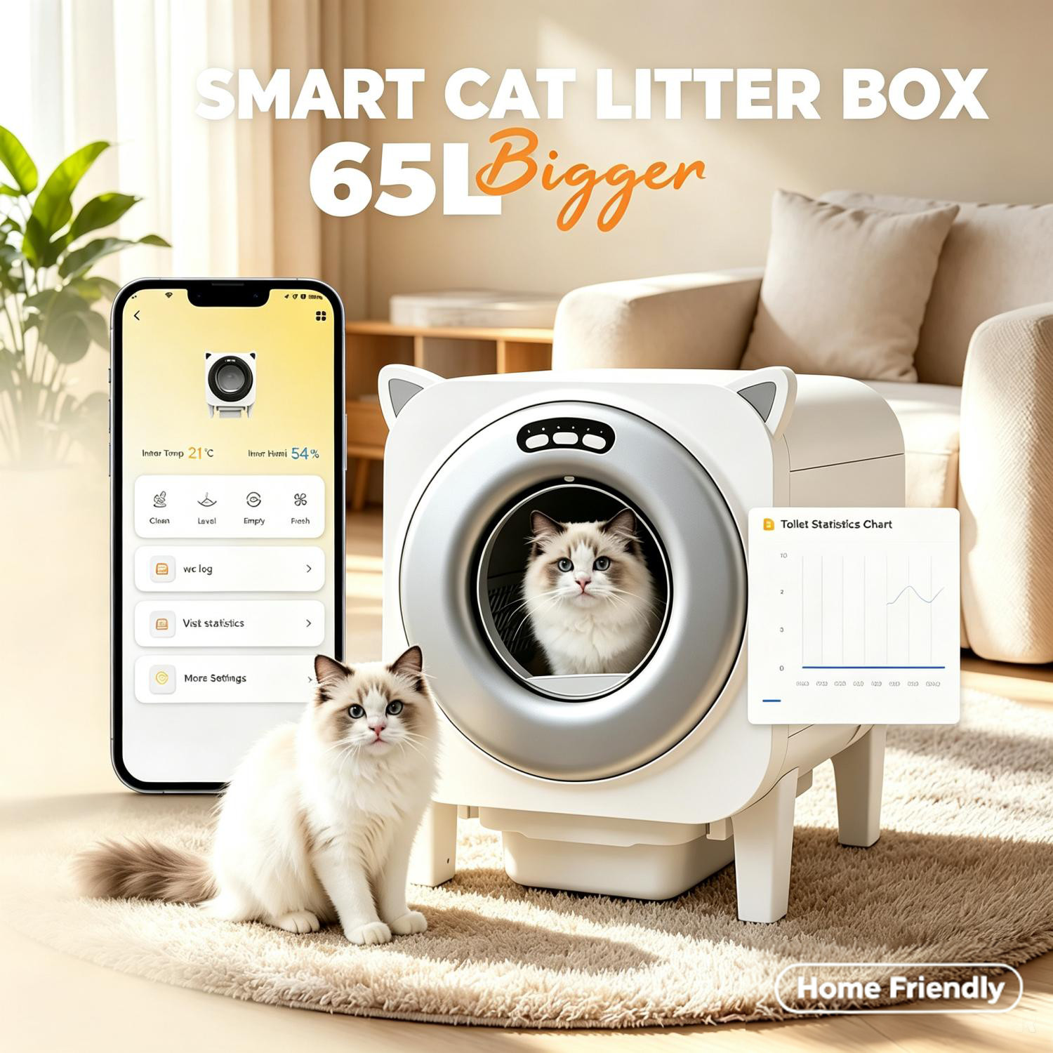 Self Cleaning Litter Box for Multiple Cats, Automatic Cat Litter Box App Control Self Cleaning Litter Box for Multiple Cats, Automatic Cat Litter Box App Control