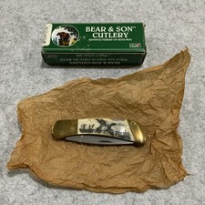 Bear & Son MGC White Smooth Bone Scrimshaw Duck Pocket Knife New In Box picture