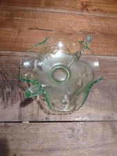 Depression Glass Uranium Green glass 1930's  Candy Dish Strawberry 7" picture
