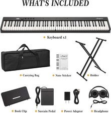 88-Key Foldable Electronic Digital Piano USB Semi-Weighted Keyboard w/ Stand US picture
