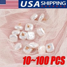 10-100Pcs Pearl Buttons with Shank for Sewing Gold Button Crafts for Clothes Lot picture