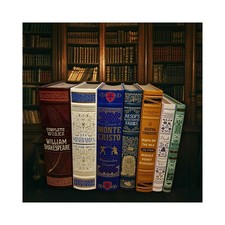 Luxury Leather Bound Classic Books Set 7 Vol Gold Gilded Decorative Library Gift picture