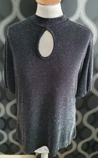 Peacocks Black & Silver Sparkling Eveing Top Size 18 - Christmas/ Evening Wear picture