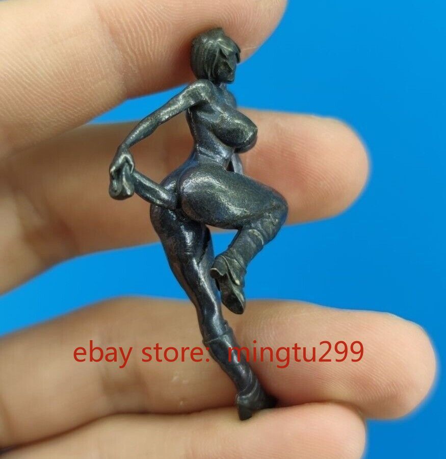 Chinese Old Bronze Copper Statue Hand Carved Sexuality Beauty Girl Figurine Gift