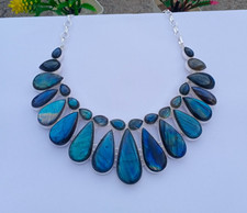 Natural Labradorite Gemstone 925 Sterling silver Handmade Necklace Jewelry picture