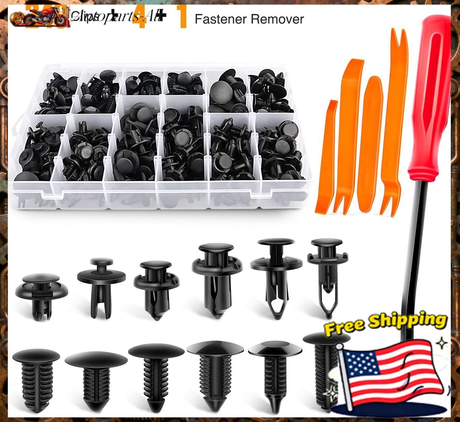 240pcs Auto Car Bumper Retainer Clips Kit Fastener Remover Push Pin Rivet Screw 240pcs Auto Car Bumper Retainer Clips Kit Fastener Remover Push Pin Rivet Screw