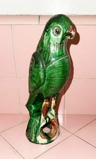 Antique Terrra Cotta Green Parrot Architectural Ornament 8.5" tall Figurine picture
