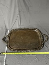 Antique EPNS Silverplate Footed Tray 28.75” Venetian Scroll Pattern picture