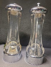 Vntg Old Thompson Salt Shaker And Pepper Mill 8 Inches Tall Glass picture