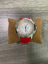 Fossil Grant FS4533 Men's 44mm Chronograph Watch Red Silicone Band Quartz picture