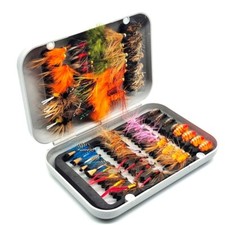 Trout Salmon Fly Fishing Flies Assortment Tackle box with 64 Fly Fishing Flies picture
