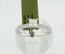 GENUINE 0.52 Cts DIAMOND ENGAGEMENT RING 10K WHITE GOLD - Free Certificate - NWT picture