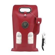 DIWNELEM Leather Wine Bag Leather Wine Gift Bags Wine Opener Wine Tote Carrier picture