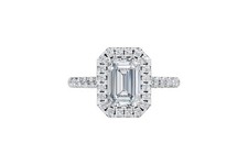 Lab Grown Radiant Diamond Halo Engagement Ring 1.25 Ct 18K White Gold F VVS picture