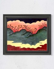 Original Modern Landscape Art 8x10 Cloudscape Tree Acrylic Painting Canvas Panel picture