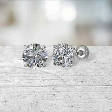 1 ct. Stunning Lab-Created Diamond  Screw Back Stud Earrings - 14k White Gold picture