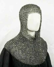 Chainmail Armor Riveted Chain mail Coif For Protection Reenactment LARP Hood picture