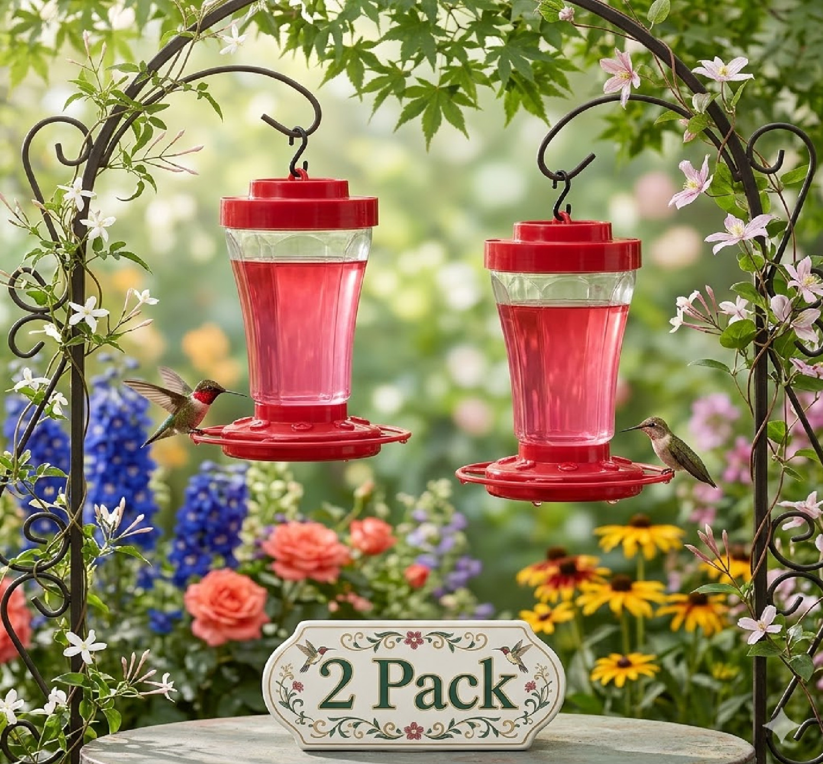 First Nature Hummingbird Feeder 32 oz Red 10 ports (2 pack) First Nature Hummingbird Feeder 32 oz Red 10 ports (2 pack)