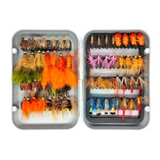 Fly Fishing Flies Kit Assortment Trout Bass with Fly Box Dry/Wet Flies 64pcs picture