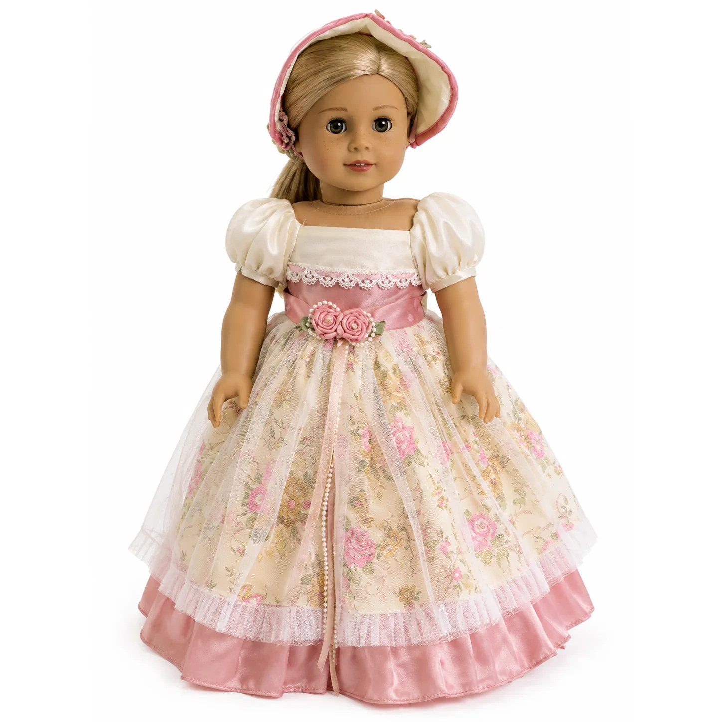 Colonial Pink & Yellow Floral Dress 18" Doll Clothes Fits American Girl Doll Colonial Pink & Yellow Floral Dress 18" Doll Clothes Fits American Girl Doll