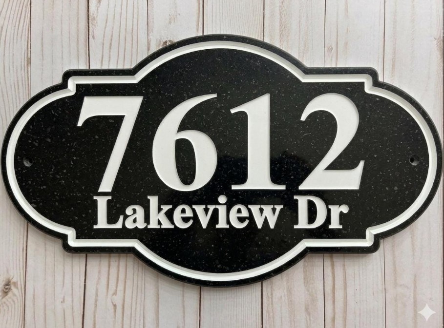 Home Address Sign Engraved House Numbers Weatherproof Stone + Mounting Hardware Home Address Sign Engraved House Numbers Weatherproof Stone + Mounting Hardware