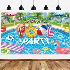 Pool Party Decorations Summer Pool Party Banner, Birthday Pool Party Ideas Po... picture