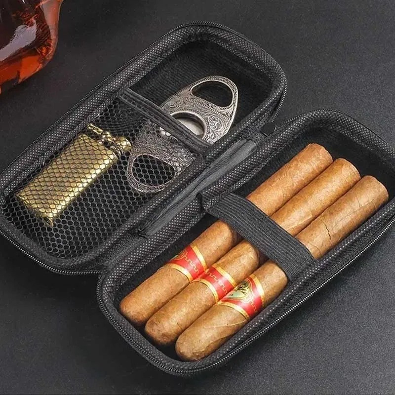 Portable Cigar Case Travel Pouch for Cigars Cutter Lighter Storage Smoking Box* Portable Cigar Case Travel Pouch for Cigars Cutter Lighter Storage Smoking Box*