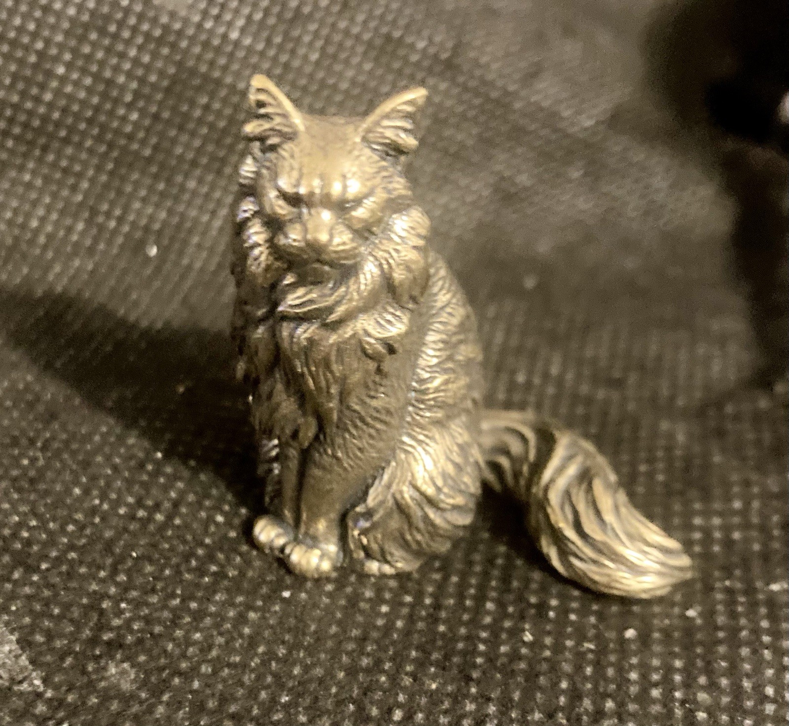 Maine Coon Cat 1 1/2" Brass Handcrafted Figurine