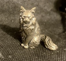 Maine Coon Cat 1 1/2" Brass Handcrafted Figurine picture