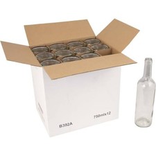 750 mL Clear Bordeaux Wine Bottles - Case of 12, NEW, For Corks Not Screw Caps picture