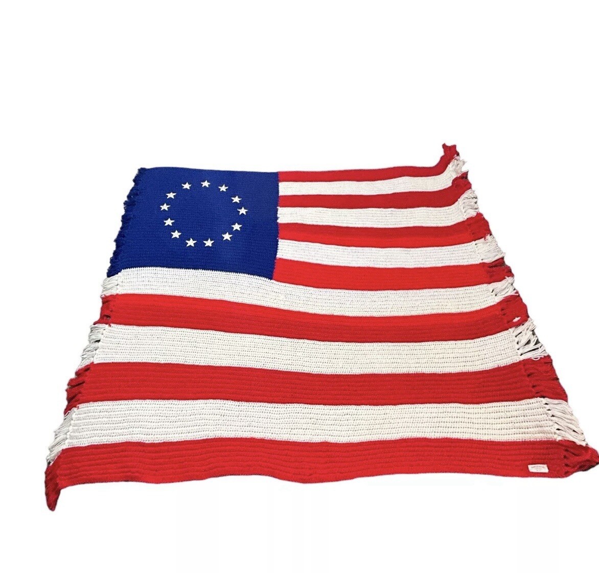 Vtg Handmade Crochet Art Betsy Ross USA Flag 65" Soft Large Blanket Collectible Vtg Handmade Crochet Art Betsy Ross USA Flag 65" Soft Large Blanket Collectible