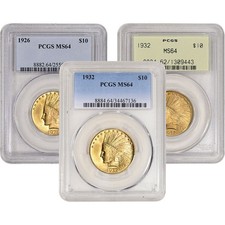 US Gold $10 Indian Head Eagle - PCGS MS64 - Random Date and Label picture
