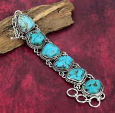 Turquoise Tumble Handmade 925 Sterling Silver Jewelry Bracelet Valentine Gift picture