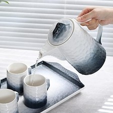 Smoky Grey & White Teapot Coffee Cups Set, TeaPot and 4 cups picture