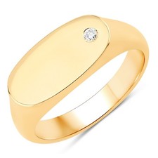 Lab Grown Diamond Solitaire Ring 0.03 CTW 925 Silver 14K Gold Flash Size 9 picture