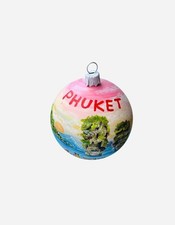 Hand Painted Phuket Thailand Glass Christmas Ornament Tropical Island Decor picture