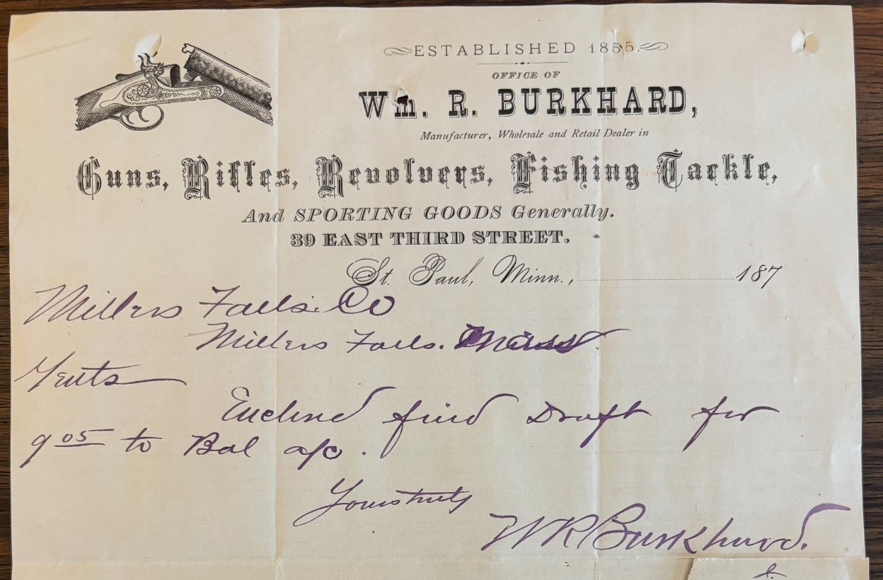 1870s ST. PAUL MINNESOTA BURKHARD GUNMAKER & FISHING TACKLE BILLHEAD & DIRECTORY 1870s ST. PAUL MINNESOTA BURKHARD GUNMAKER & FISHING TACKLE BILLHEAD & DIRECTORY