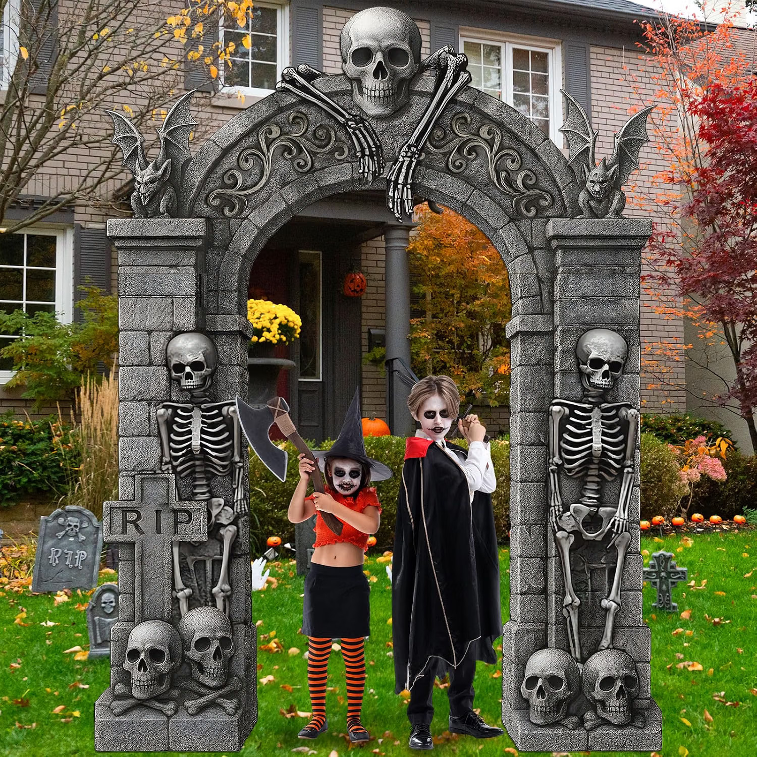 Funrous Halloween Party Decorations Skeleton Tombstones Door Banners Funrous Halloween Party Decorations Skeleton Tombstones Door Banners