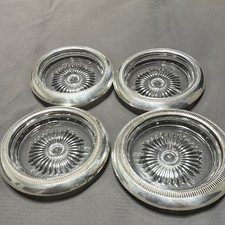 Set of 4 sterling silver Coasters Sunburst Pattern sTc trademark picture