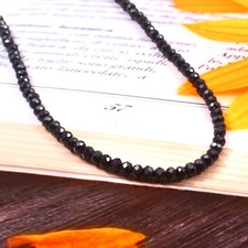 Black Diamond Beads | Diamond Jewelry | Handmade 4mm Faceted Beads Necklace picture