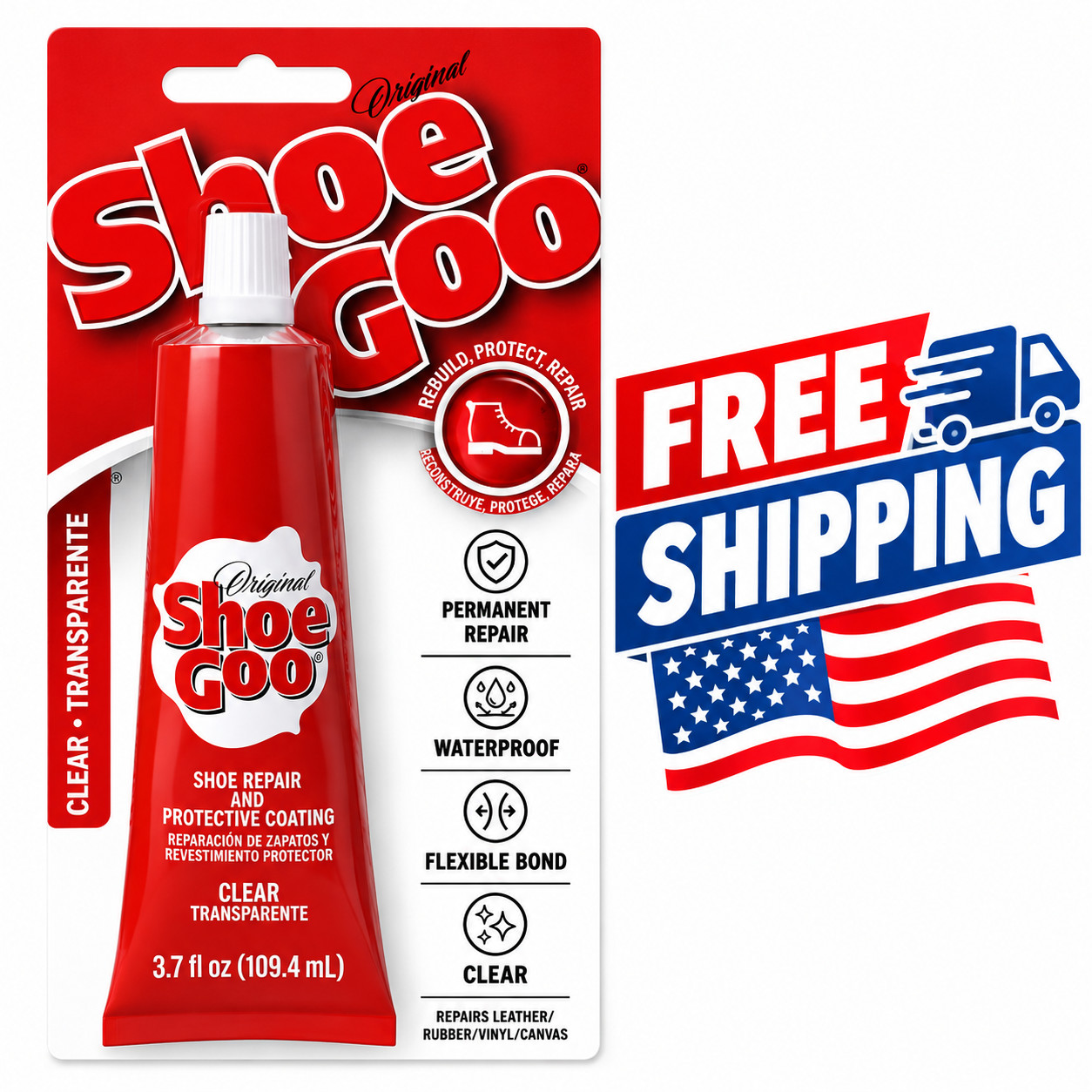 Eclectic Shoe Goo Adhesive Glue, Shoe Repair, Clear, 110010, 3.7 fl. oz. Eclectic Shoe Goo Adhesive Glue, Shoe Repair, Clear, 110010, 3.7 fl. oz.