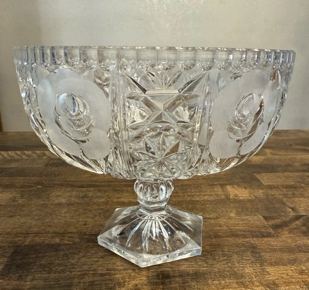 Vintage Imperlux Hand Cut Lead Crystal Compote Clear And Frosted Roses Stunning Vintage Imperlux Hand Cut Lead Crystal Compote Clear And Frosted Roses Stunning
