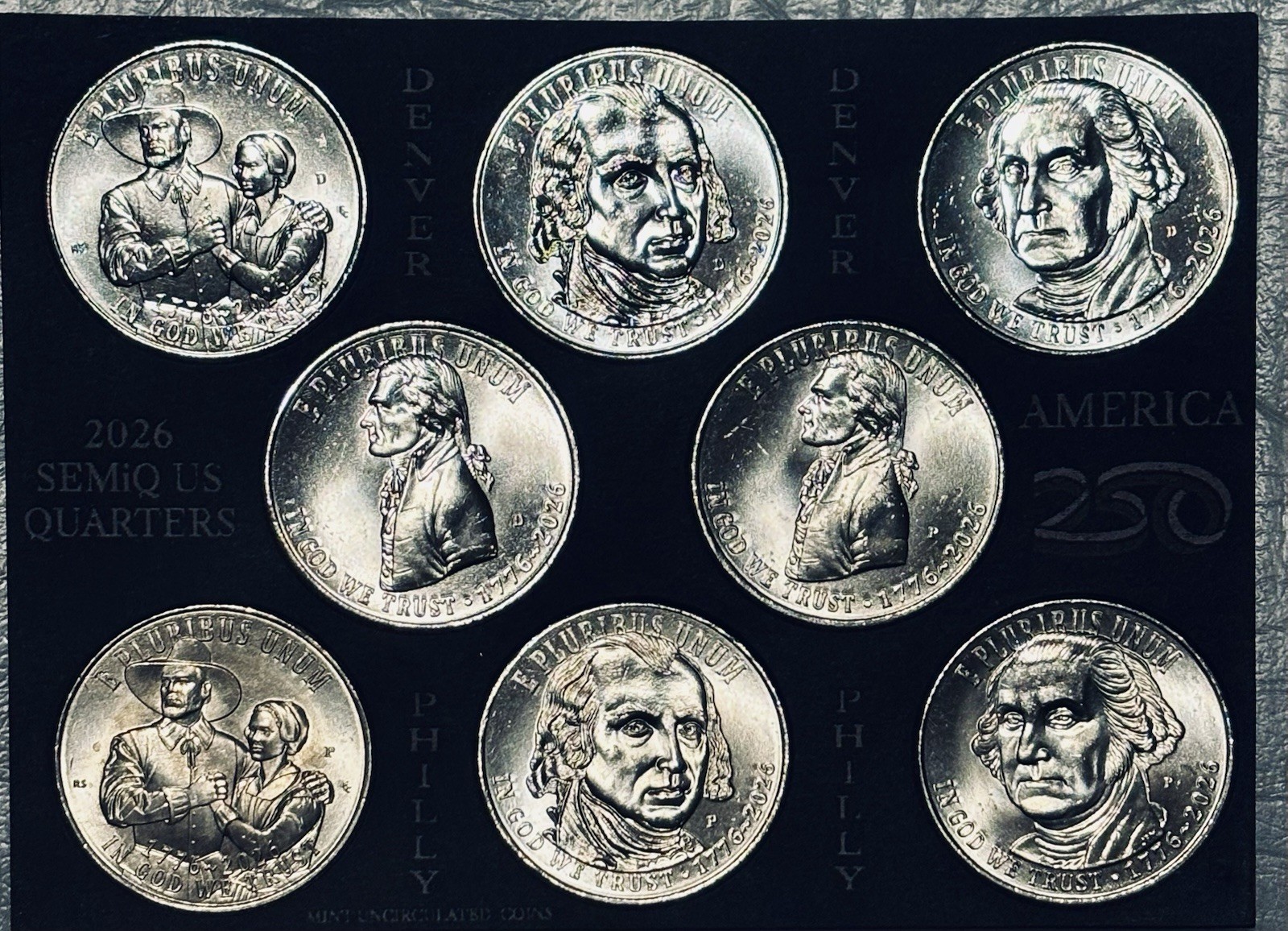 2026 U.S. Semiquincentennial Quarter Set – P & D – Uncirculated – 8 Coins 2026 U.S. Semiquincentennial Quarter Set – P & D – Uncirculated – 8 Coins
