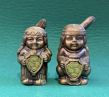 Harrahs Casino and Resort Gambling Indian Brass Salt And Pepper Shakers, RARE picture