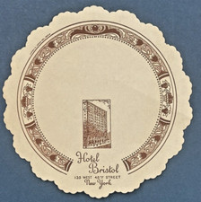 Vintage Coaster Hotel Bristol 135 West 48th Street New York NY Unused  5" picture