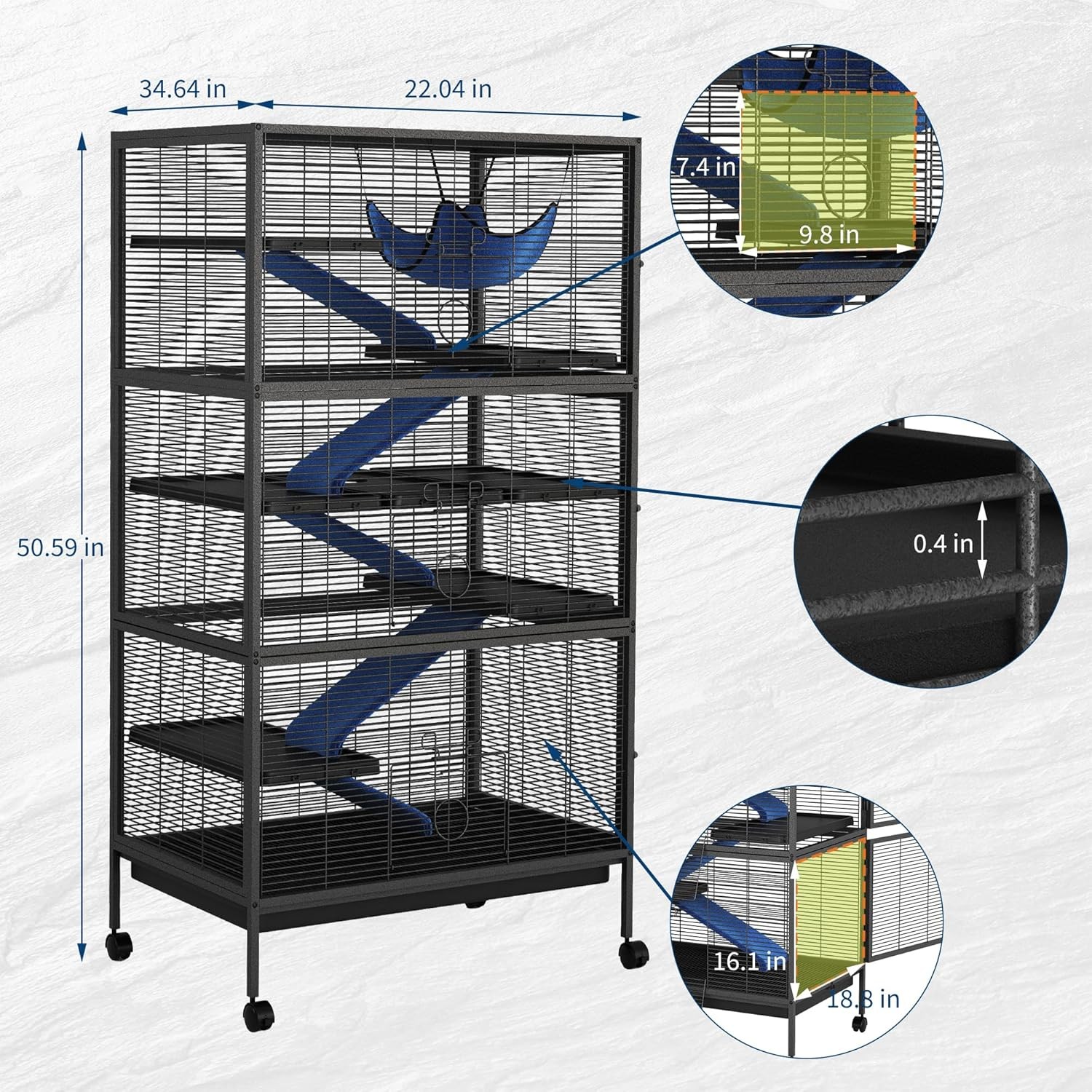 GRAVEE 50" 6-Floor Critter Nation Cage Multi-Level for Ferret Chinchilla Rats GRAVEE 50" 6-Floor Critter Nation Cage Multi-Level for Ferret Chinchilla Rats