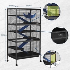 GRAVEE 50" 6-Floor Critter Nation Cage Multi-Level for Ferret Chinchilla Rats picture