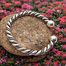 wisted Open Cuff Braided Bracelets 925 Sterling Silver Mens Adjustable Bangle picture