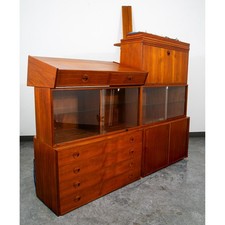 Mid Century Danish Modern Wall Unit 4 bay Teak HG Hansen Guldborg Modular Desk picture