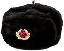 Authentic Russian Ushanka Military hat w/ SOVIET ARMY BADGE  picture